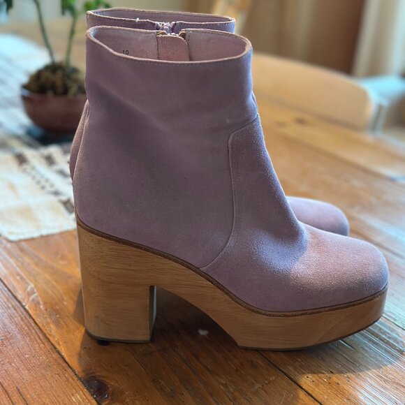 Charlotte Stone Mauve Heeled Boots - Picture 1 of 3